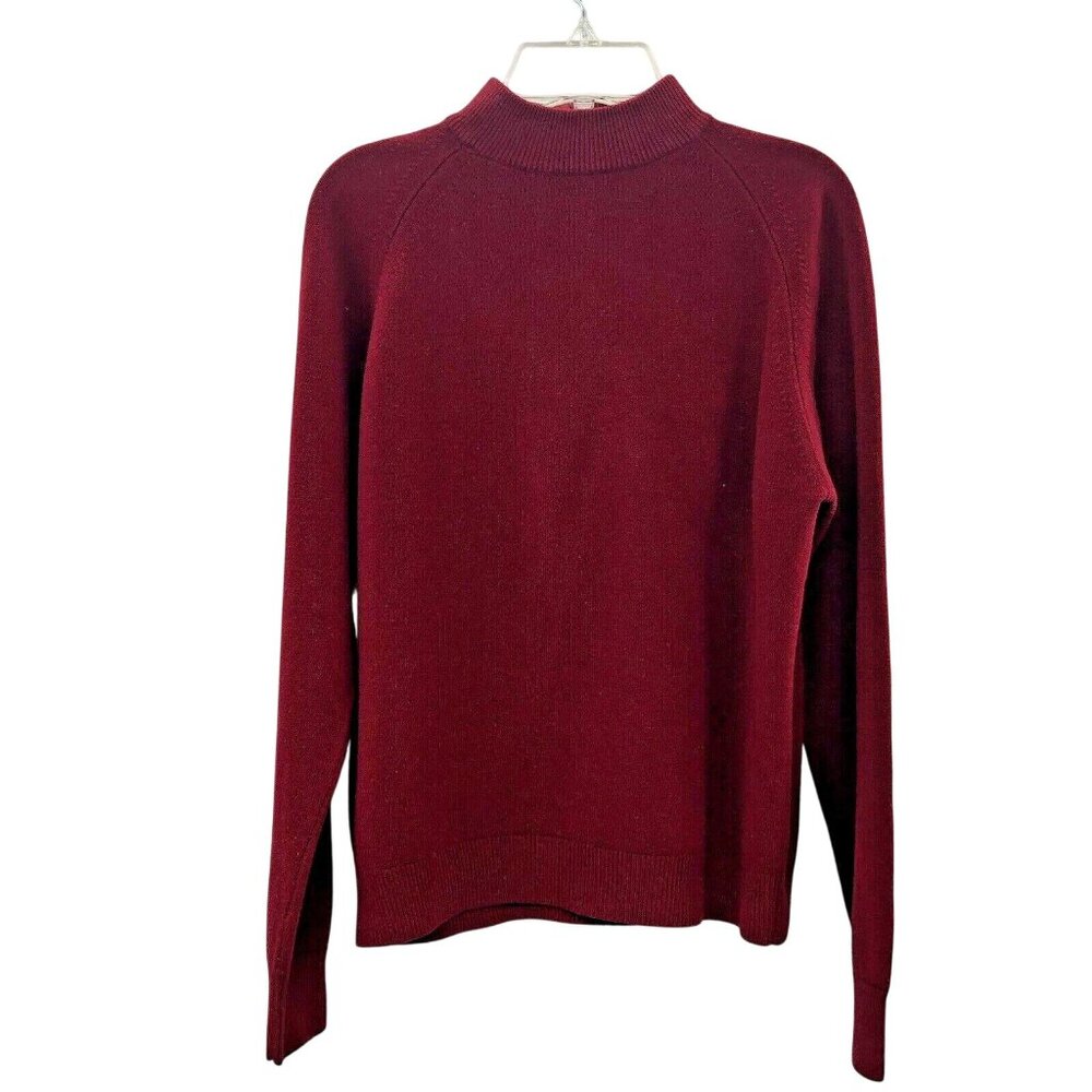 Designer Originals Womens Medium Burgundy Knit Sweater Zip Back Used Acrylic
